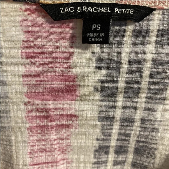 NWT Zac & Rachel Button-Down Stripe  Roll Tab Sleeve Tie Front Top Blouse Sz PS - Picture 9 of 9